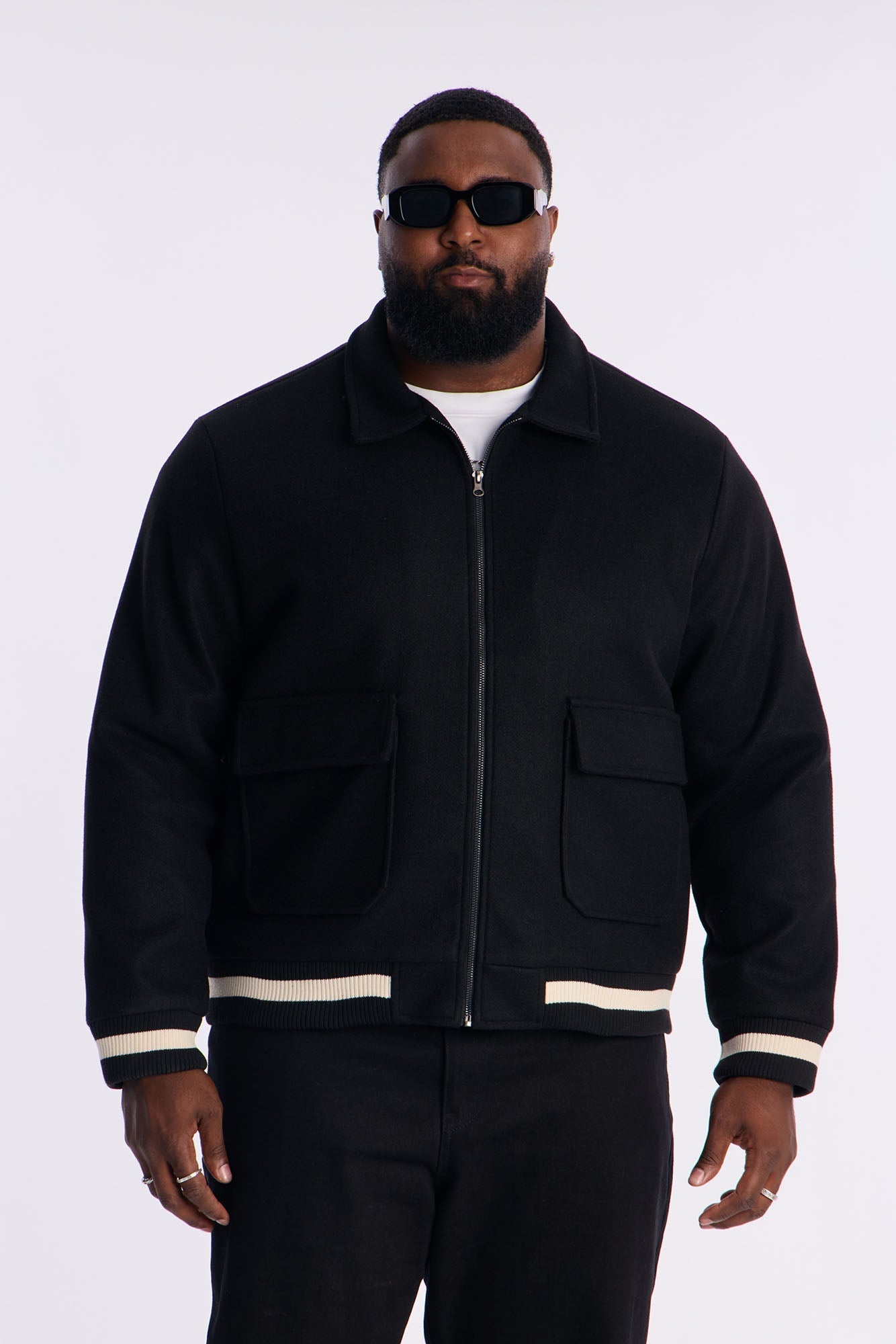 Retro Rib Wool Varsity Jacket - Black Fashion Nova
