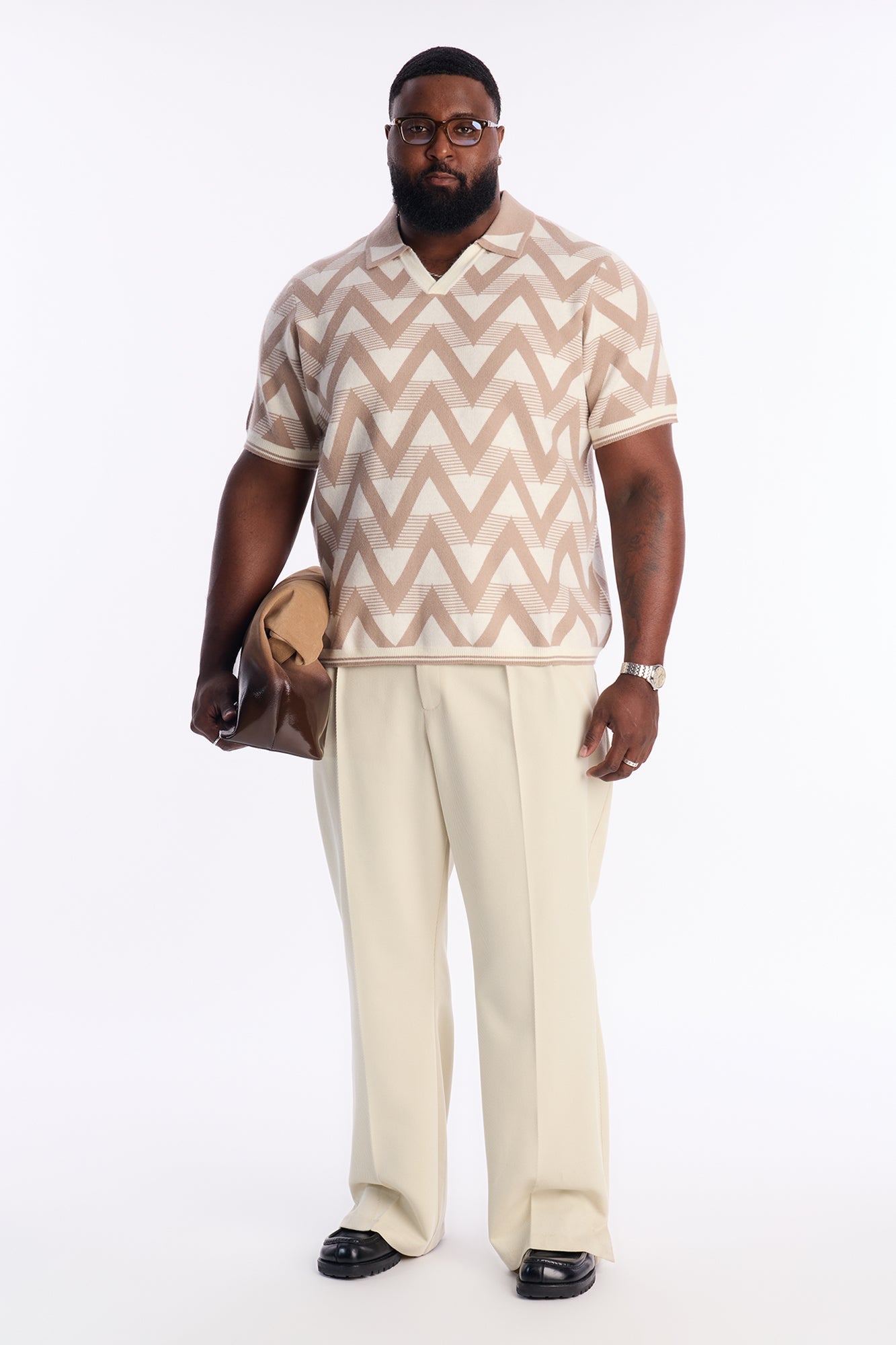 Charlie Johnny Collar Knitted Polo - Taupe Fashion Nova
