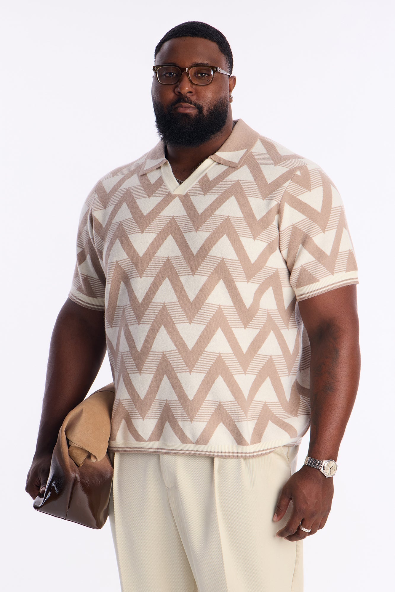 Charlie Johnny Collar Knitted Polo - Taupe Fashion Nova