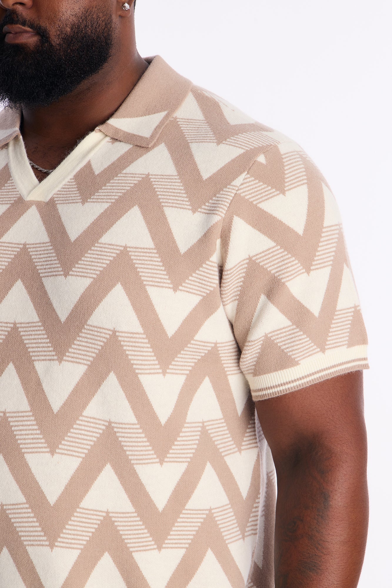 Charlie Johnny Collar Knitted Polo - Taupe Fashion Nova