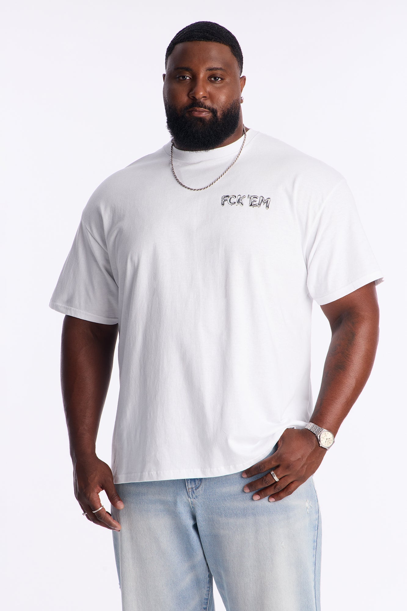FCK EM Short Sleeve Tee - White Fashion Nova