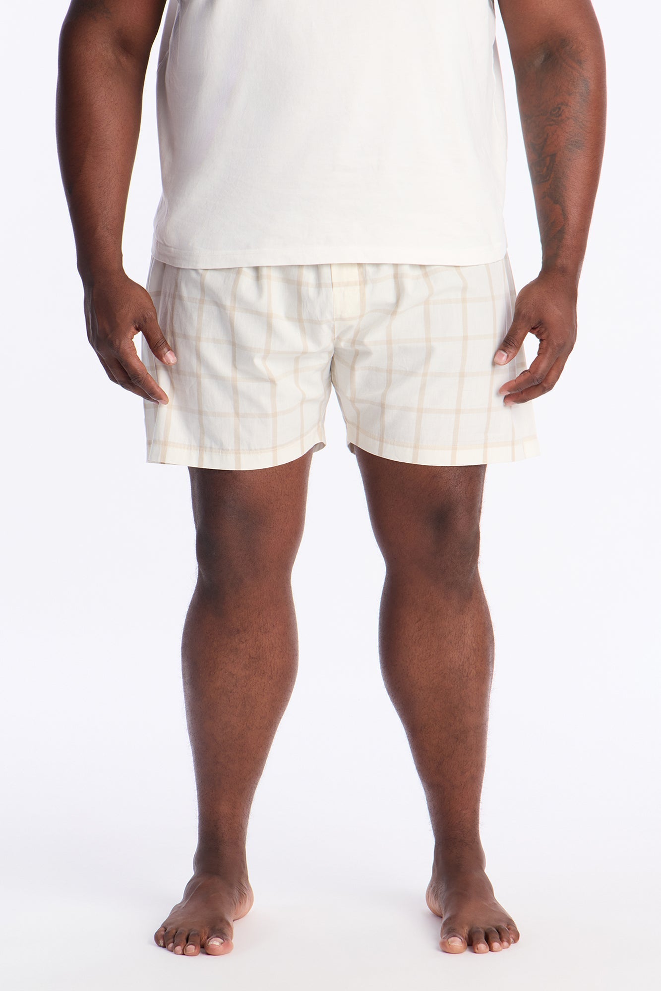 Subtle Plaid Cotton Boxer - Beige Fashion Nova
