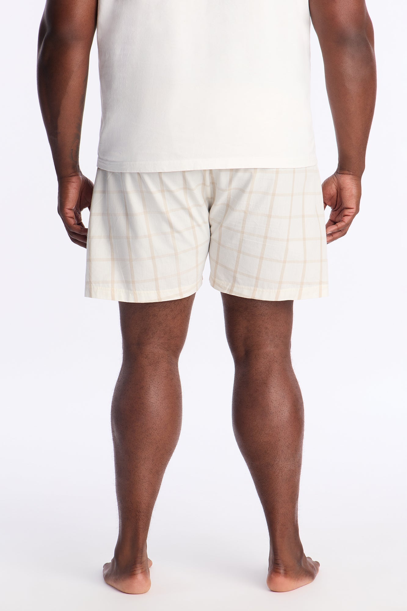 Subtle Plaid Cotton Boxer - Beige Fashion Nova