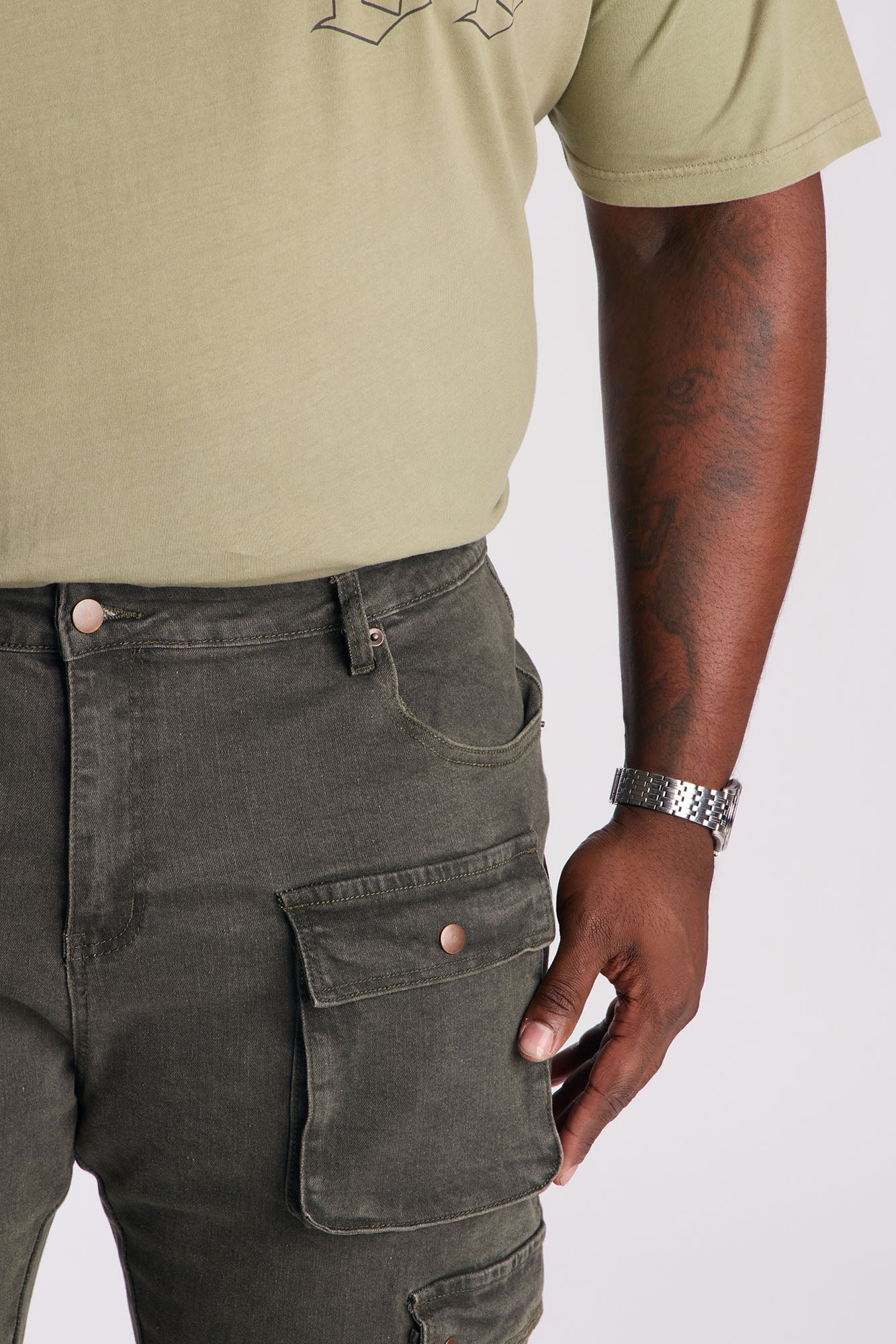 Stacked Skinny Back To Back Cargo Jean - Olive Fashion Nova