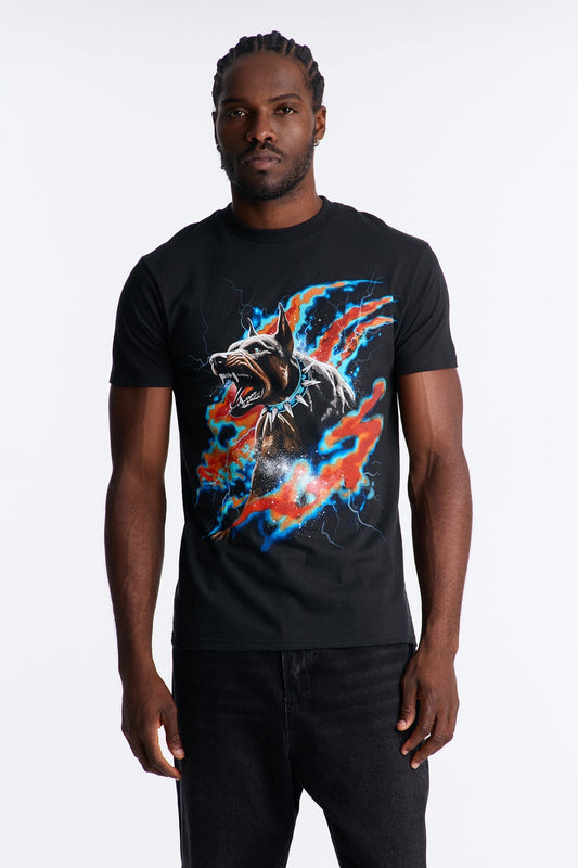 Doberman Rage Short Sleeve Tee - Black Wash Fashion Nova