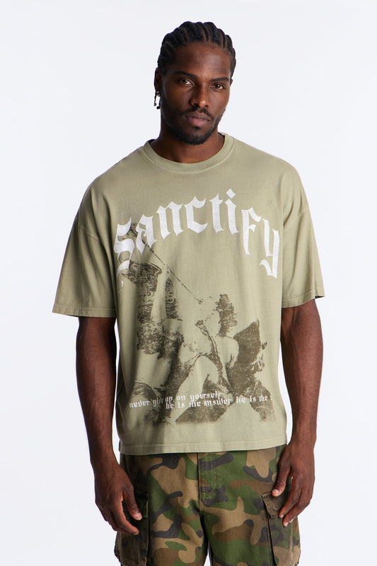 Sanctify Oversized Short Sleeve Tee - Olive Fashion Nova