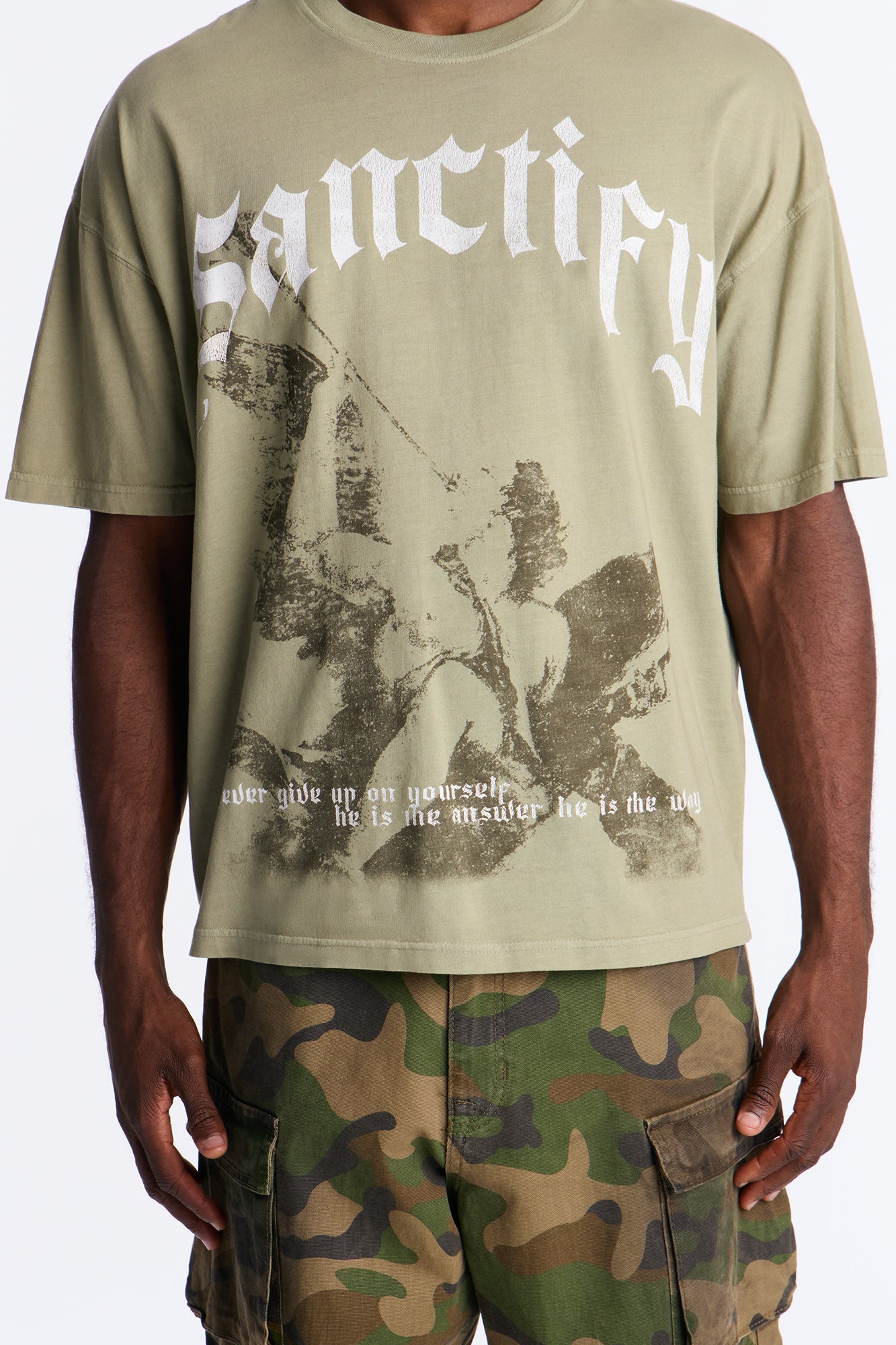 Sanctify Oversized Short Sleeve Tee - Olive Fashion Nova