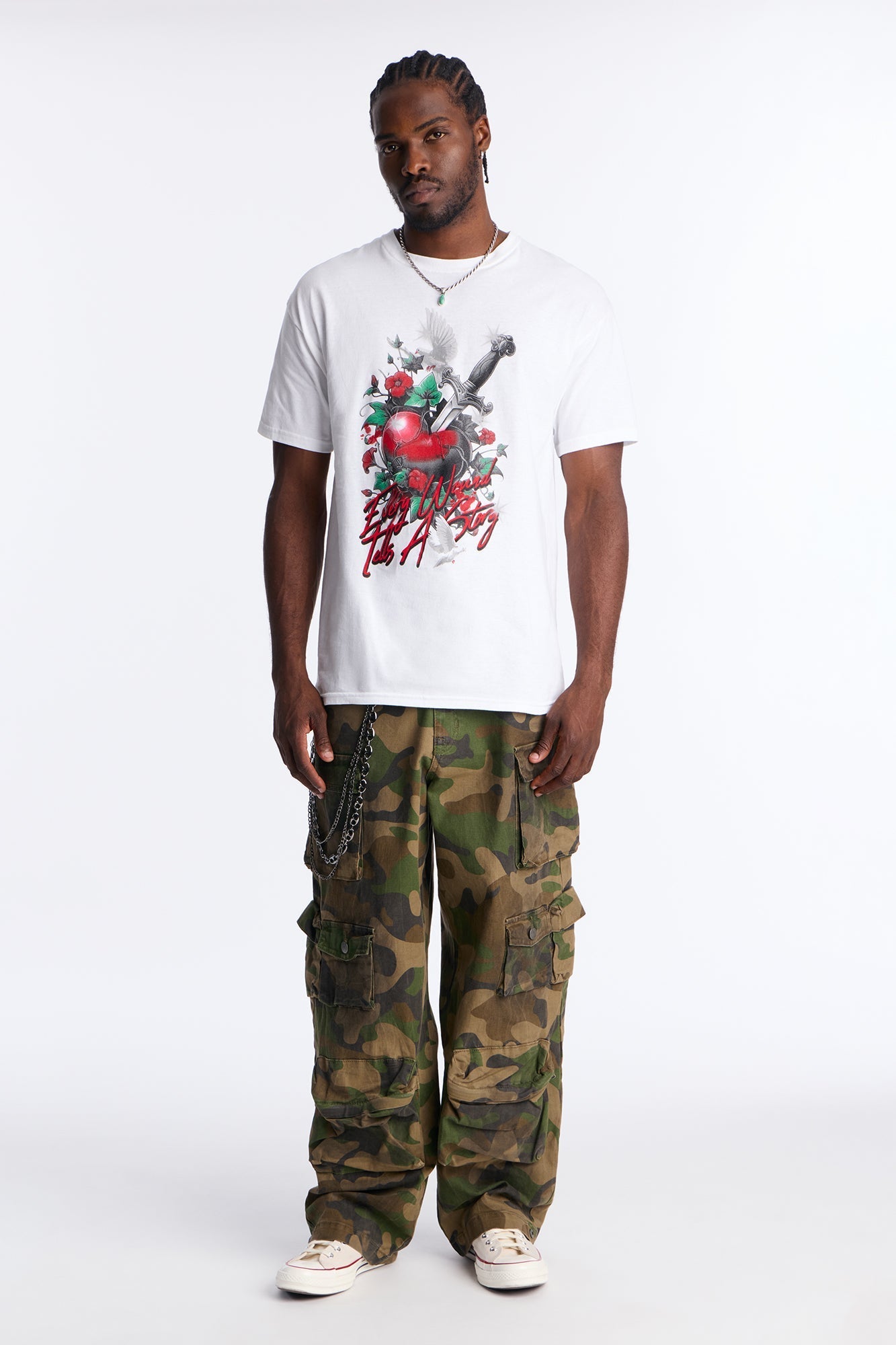 Pierced Heart Short Sleeve Tee - White Fashion Nova