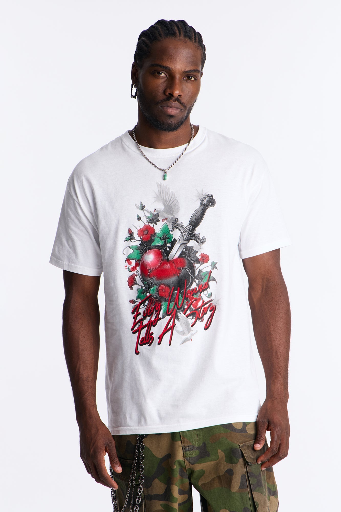 Pierced Heart Short Sleeve Tee - White Fashion Nova