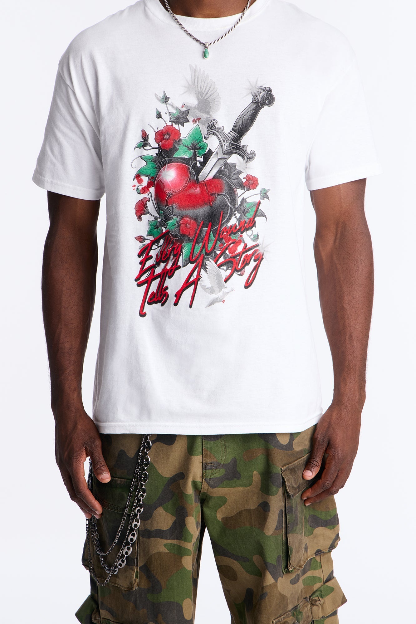 Pierced Heart Short Sleeve Tee - White Fashion Nova