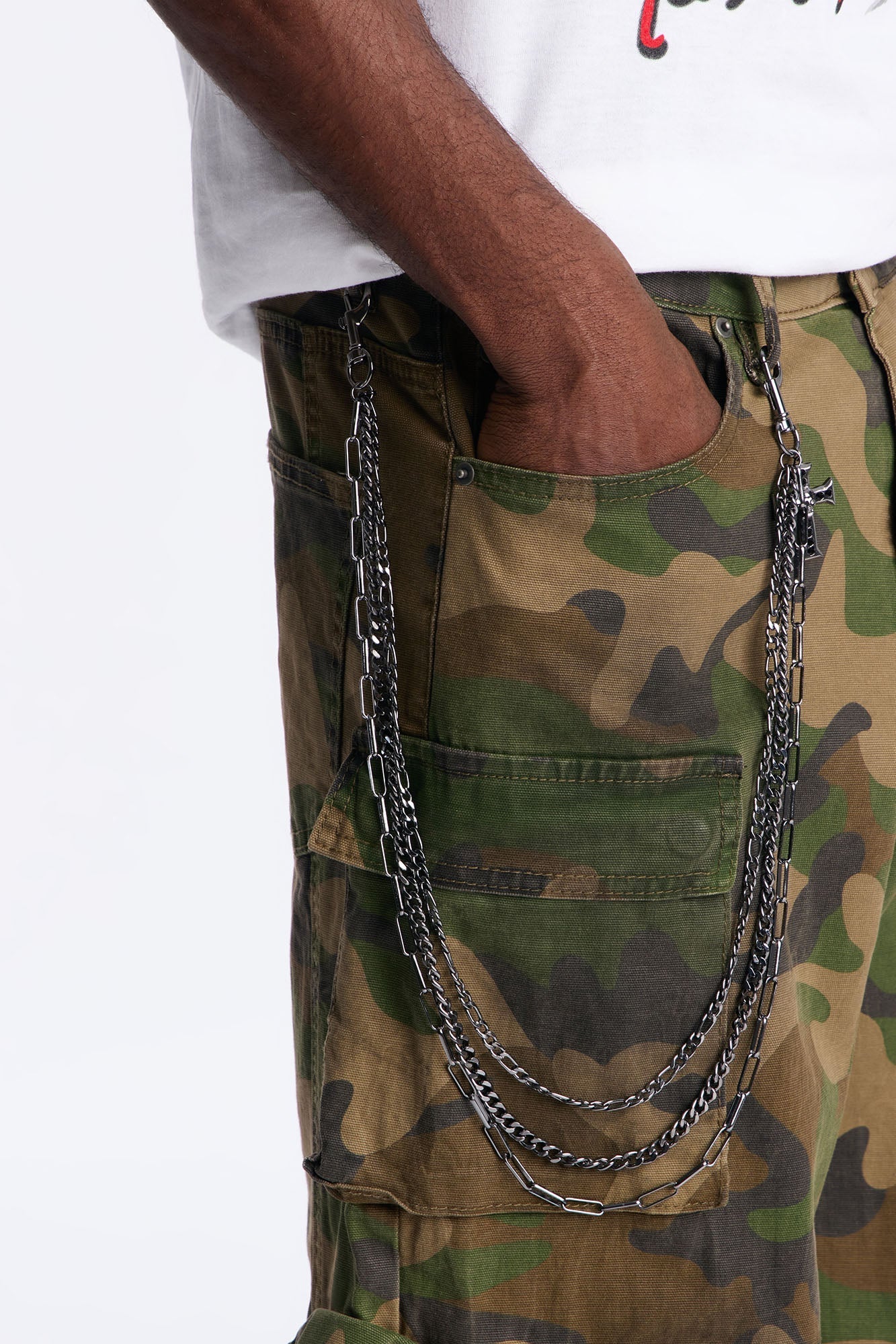 Bones And All Layered Pendant Pant Chain - Gunmetal Fashion Nova