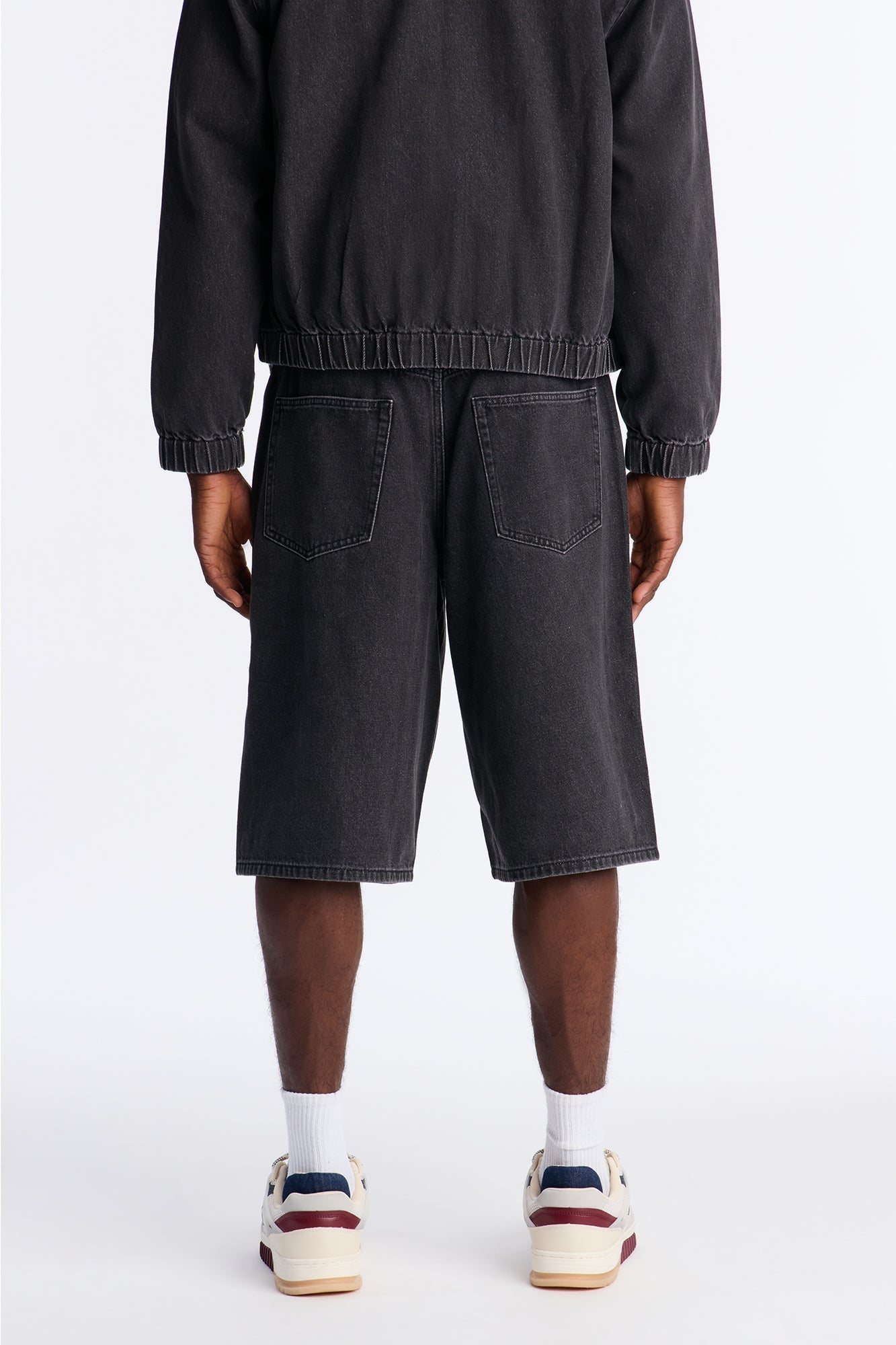 Baggy Lined Up Jewels Denim Short - Black Wash Fashion Nova