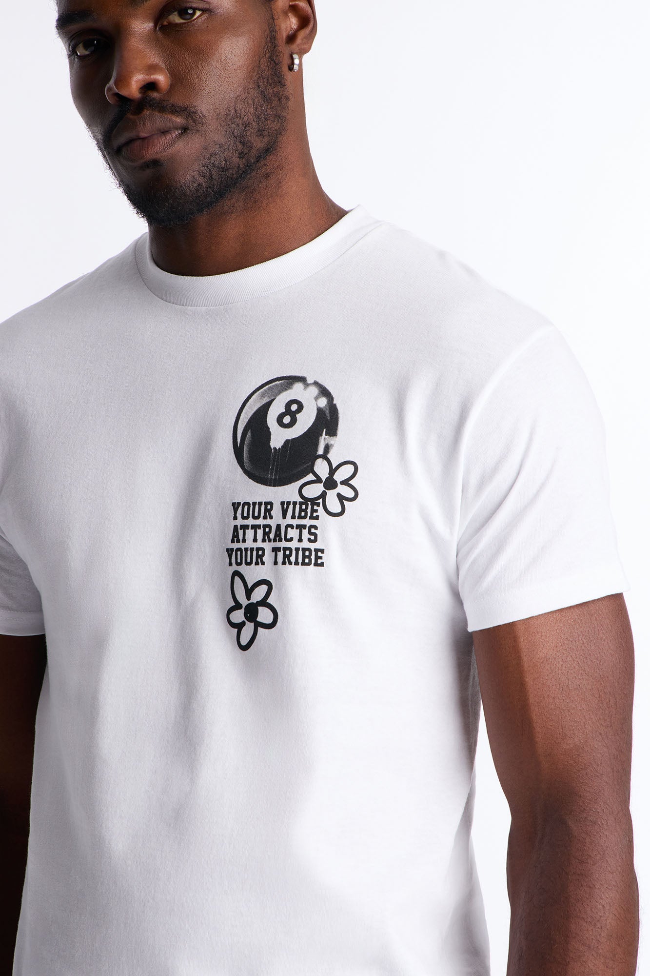Eight Black Ball Short Sleeve Tee - White Fashion Nova