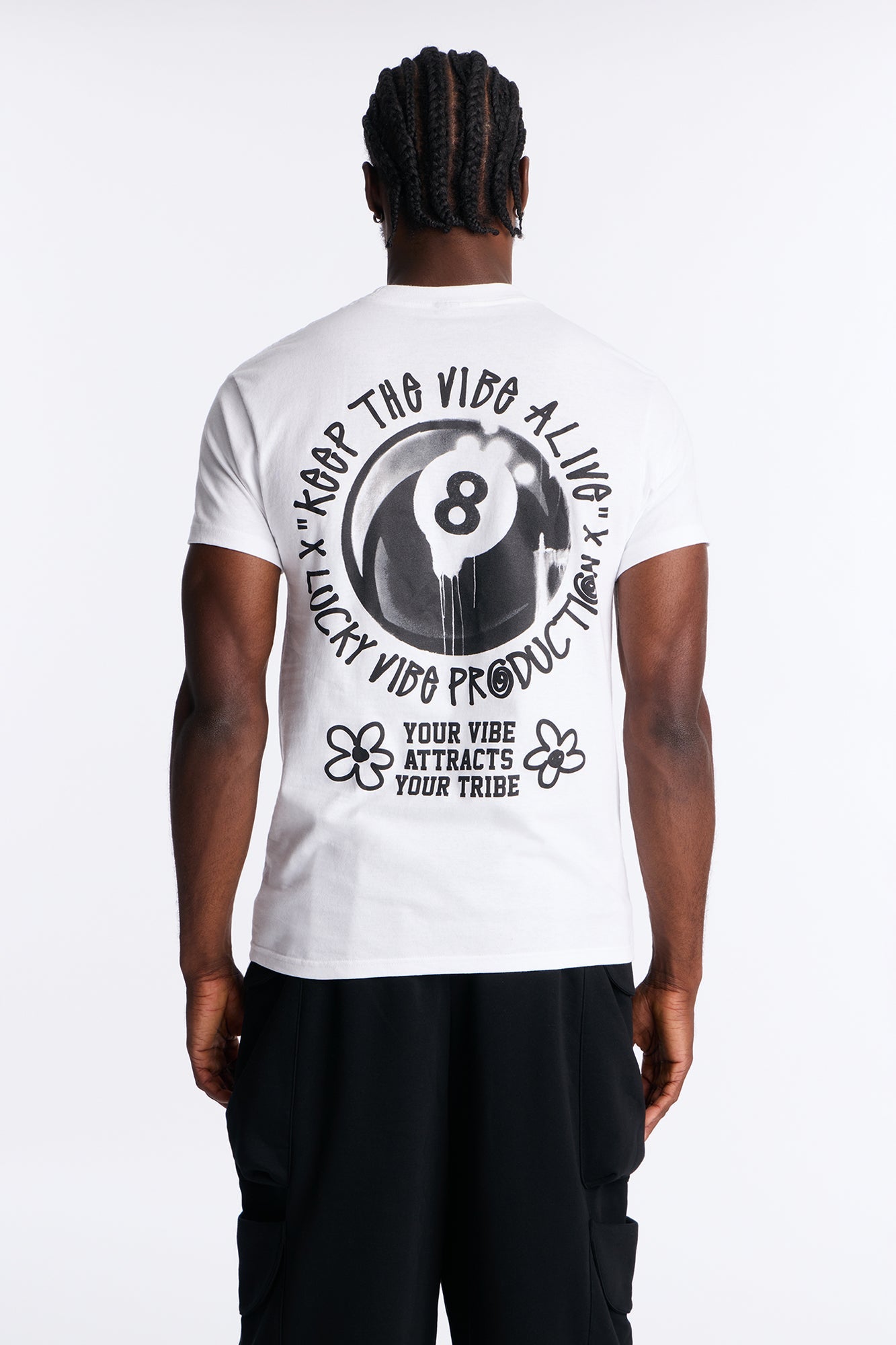 Eight Black Ball Short Sleeve Tee - White Fashion Nova