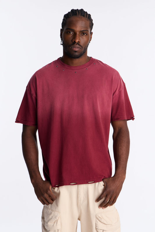 Vintage Wash Relaxed Edge Tee - Red Fashion Nova