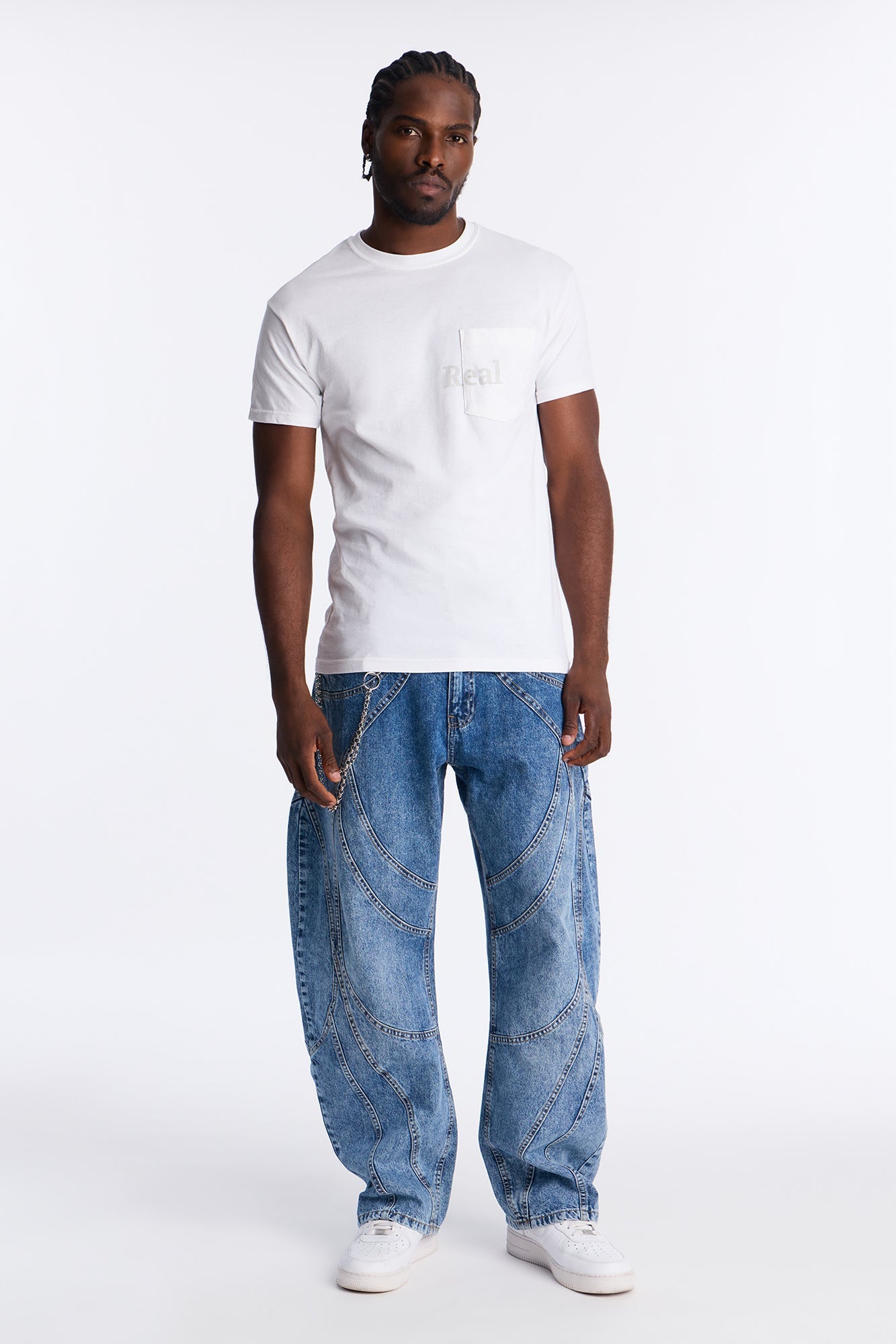 Barrel Paneled Ways Jean - Medium Blue Wash Fashion Nova
