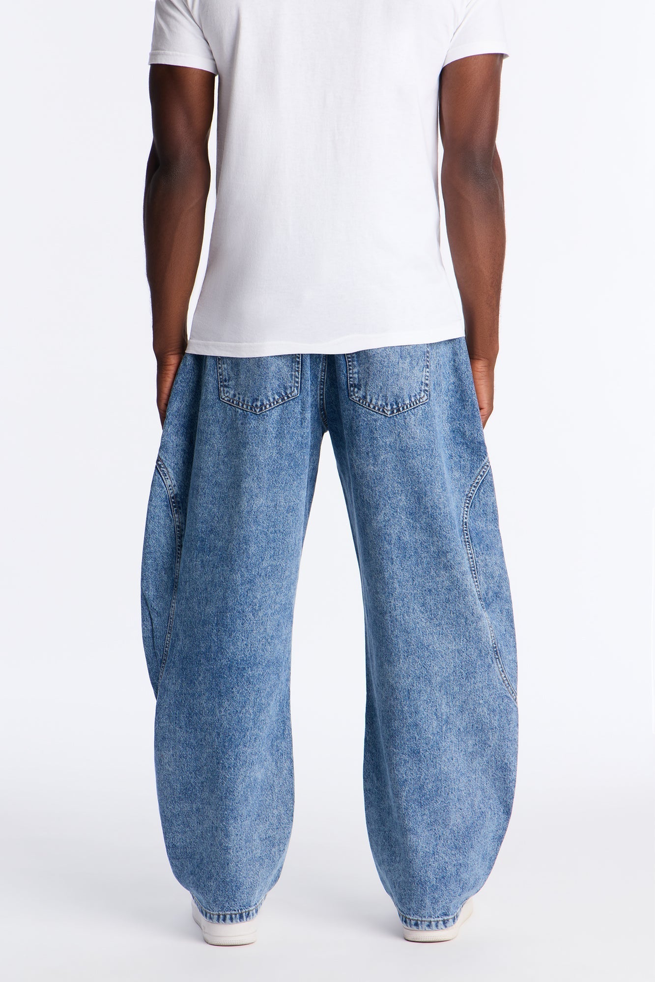 Barrel Paneled Ways Jean - Medium Blue Wash Fashion Nova