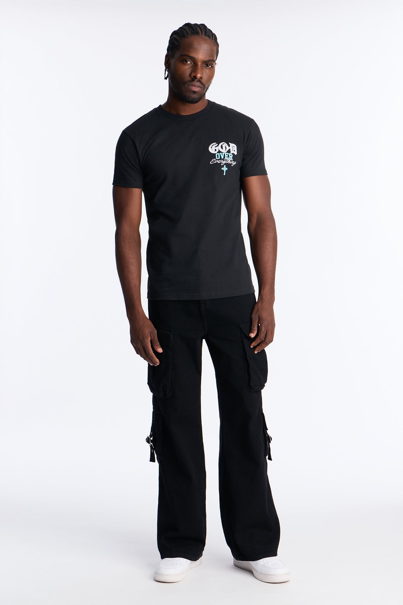 God Over Everything Short Sleeve Tee - Black Fashion Nova