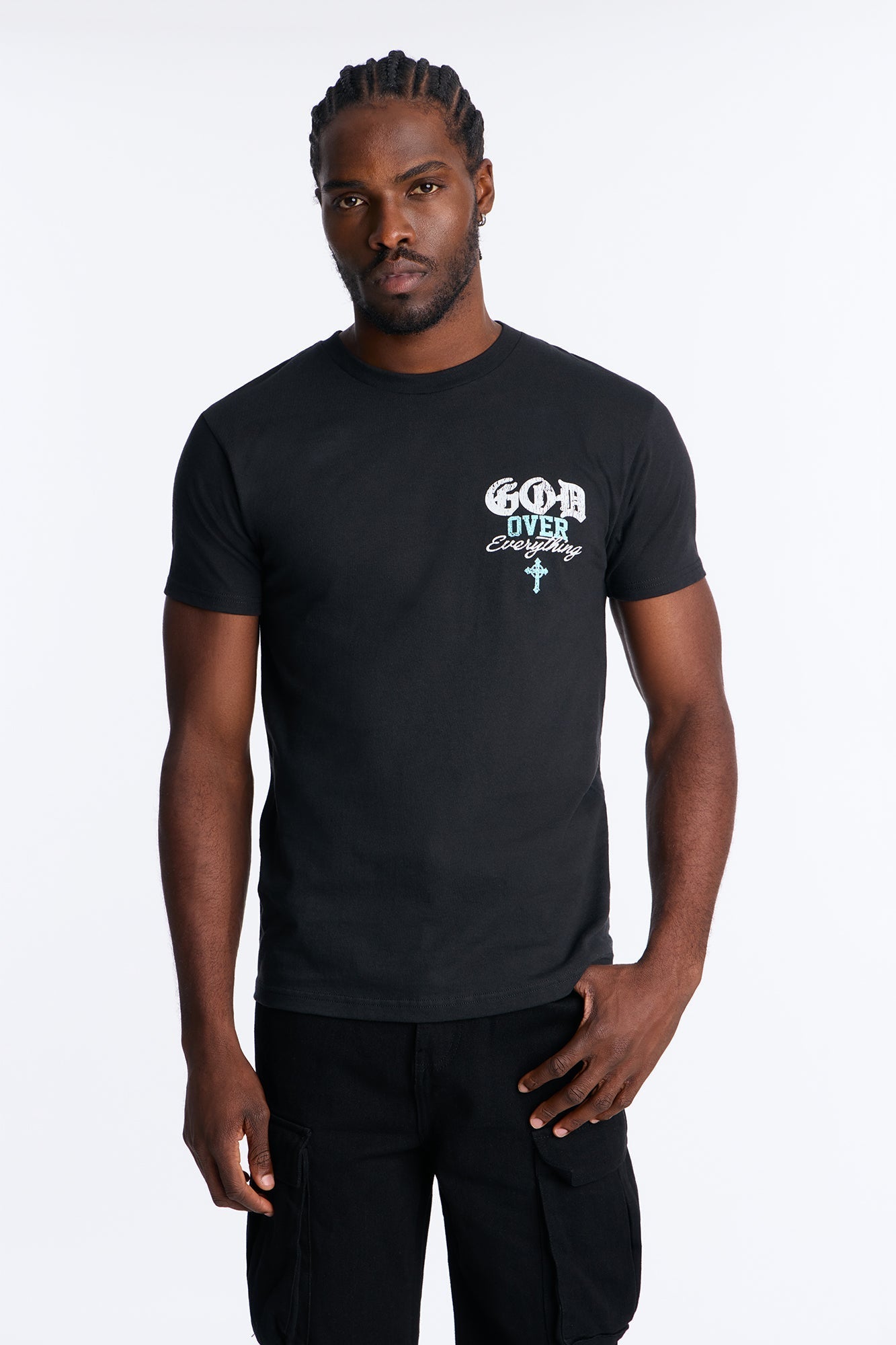 God Over Everything Short Sleeve Tee - Black Fashion Nova