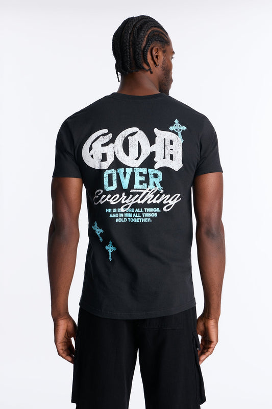 God Over Everything Short Sleeve Tee - Black Fashion Nova