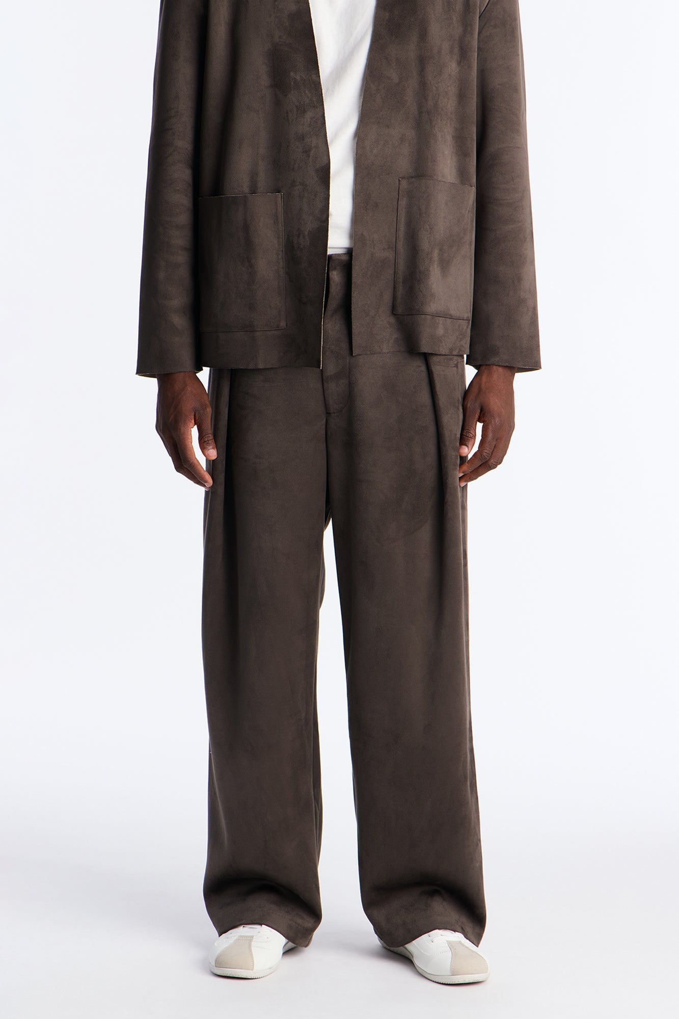 Baggy Noven Edge Suede Guekha Trouser - Grey Fashion Nova