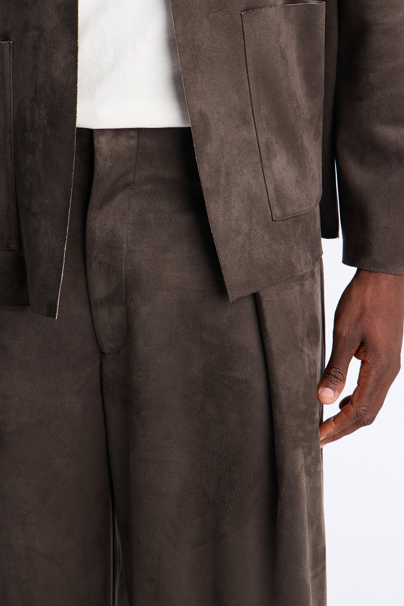 Baggy Noven Edge Suede Guekha Trouser - Grey Fashion Nova
