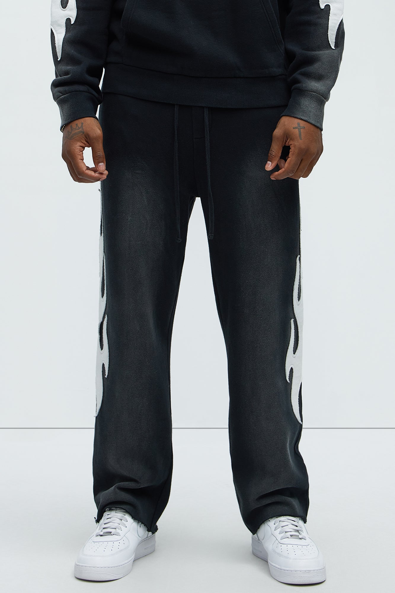 Flame Time Tyson Straight Sweatpants - Black Fashion Nova
