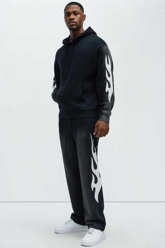 Flame Time Tyson Straight Sweatpants - Black Fashion Nova