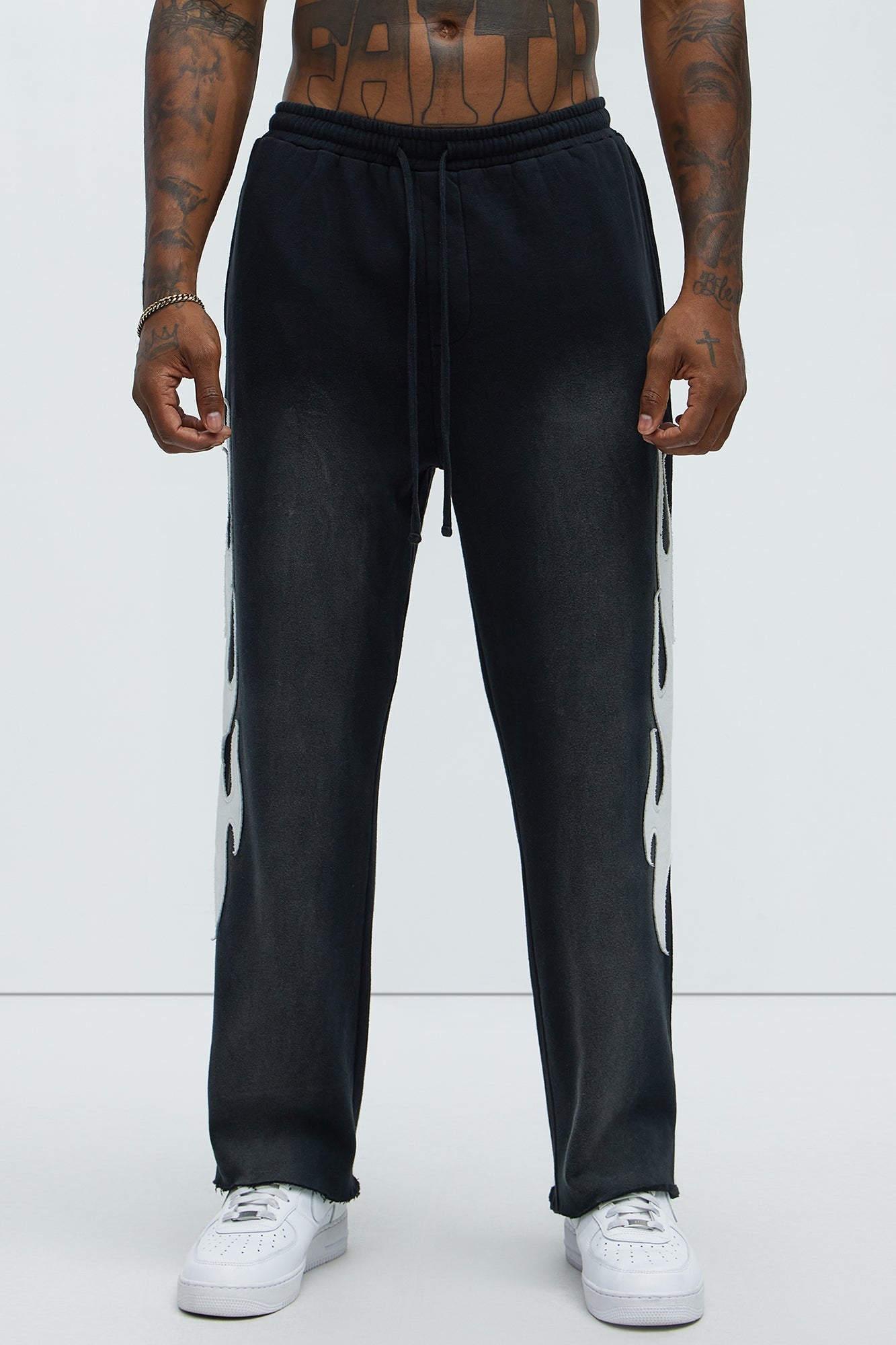 Flame Time Tyson Straight Sweatpants - Black Fashion Nova