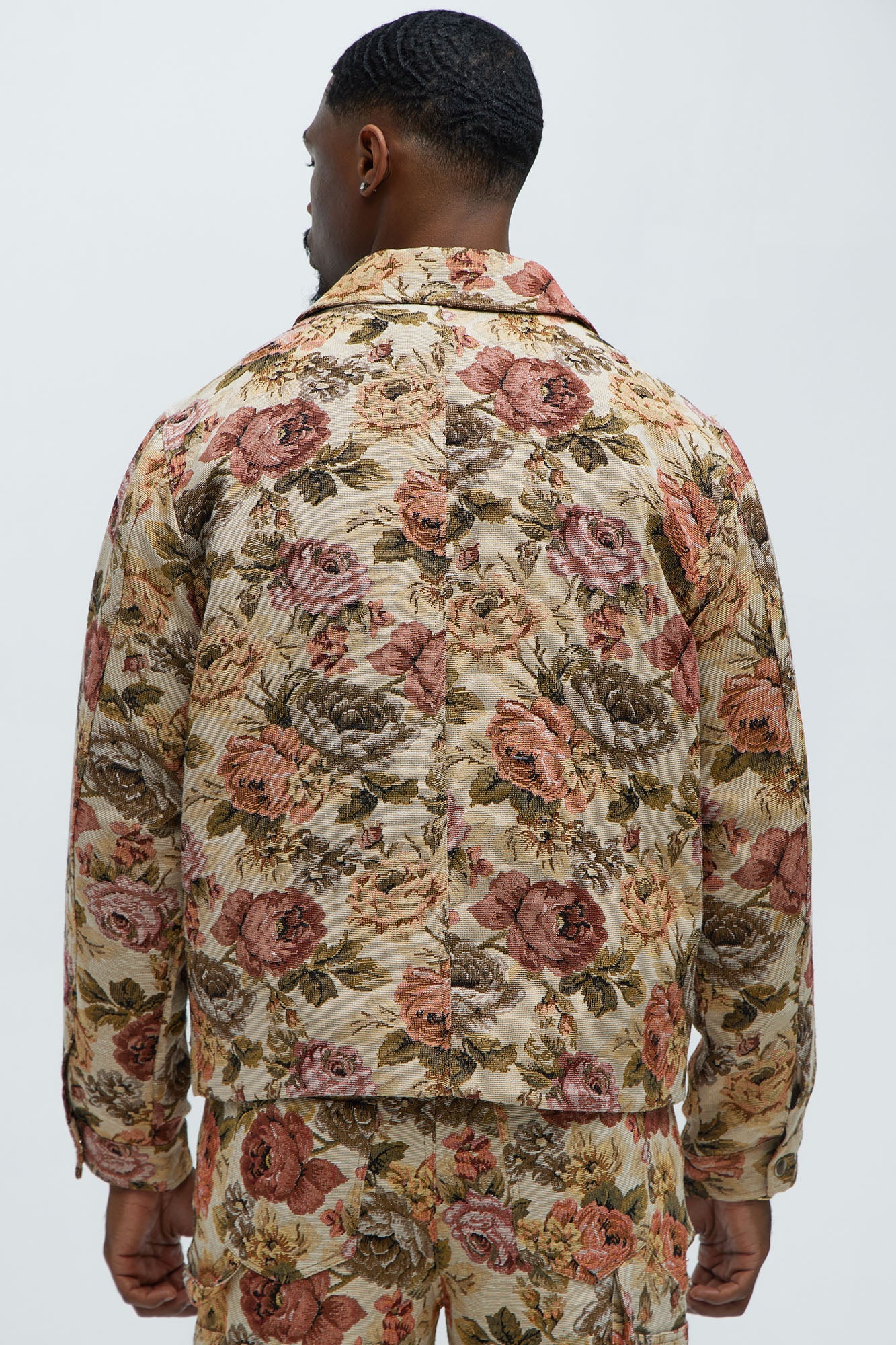 Bellevue Floral Tapestry Work Jacket - Taupe/combo Fashion Nova