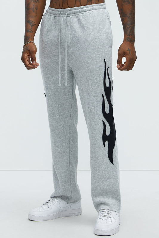 Flame Time Tyson Straight Sweatpants - Heather Grey Fashion Nova