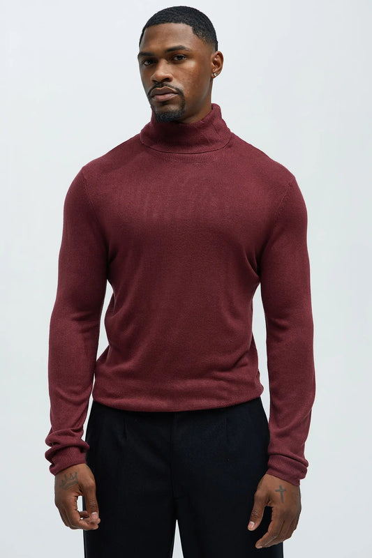 DeAngelo Turtleneck Sweater - Burgundy Fashion Nova