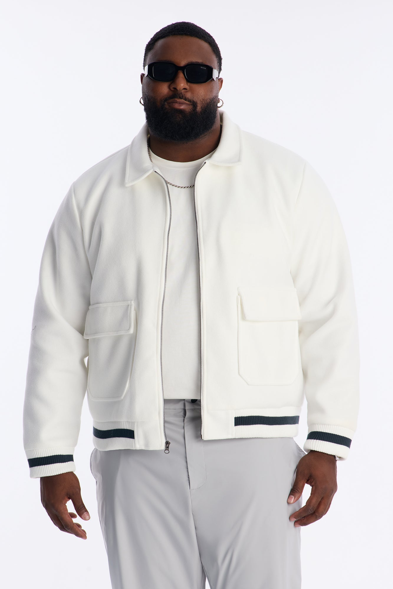 Retro Rib Wool Varsity Jacket - White Fashion Nova