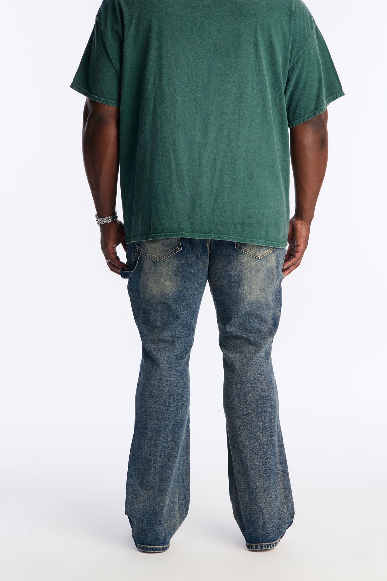 Stacked Skinny Flare Up To Me Carpenter Distressed Jean - Medium Wash Fashion Nova