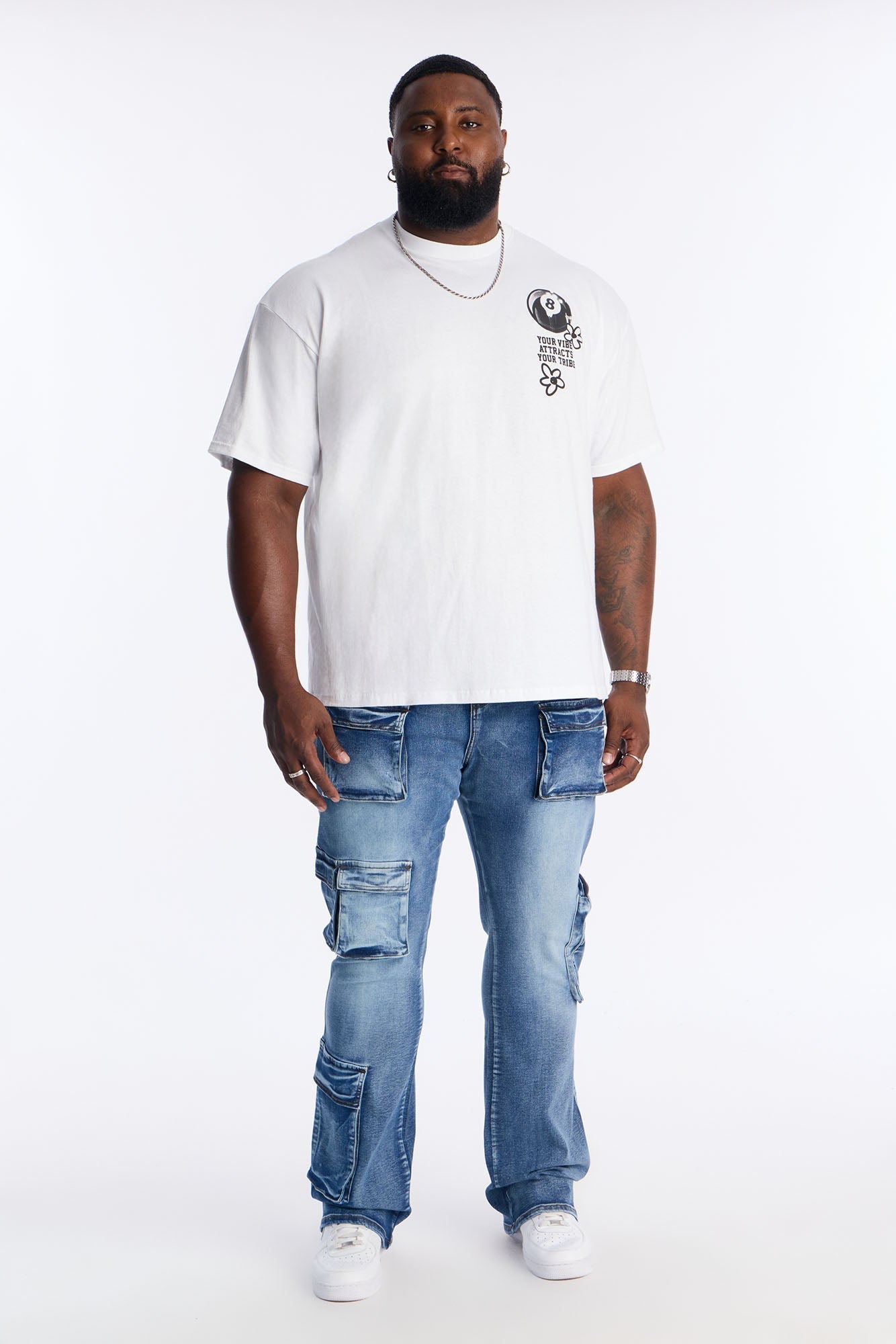 Eight Black Ball Short Sleeve Tee - White Fashion Nova