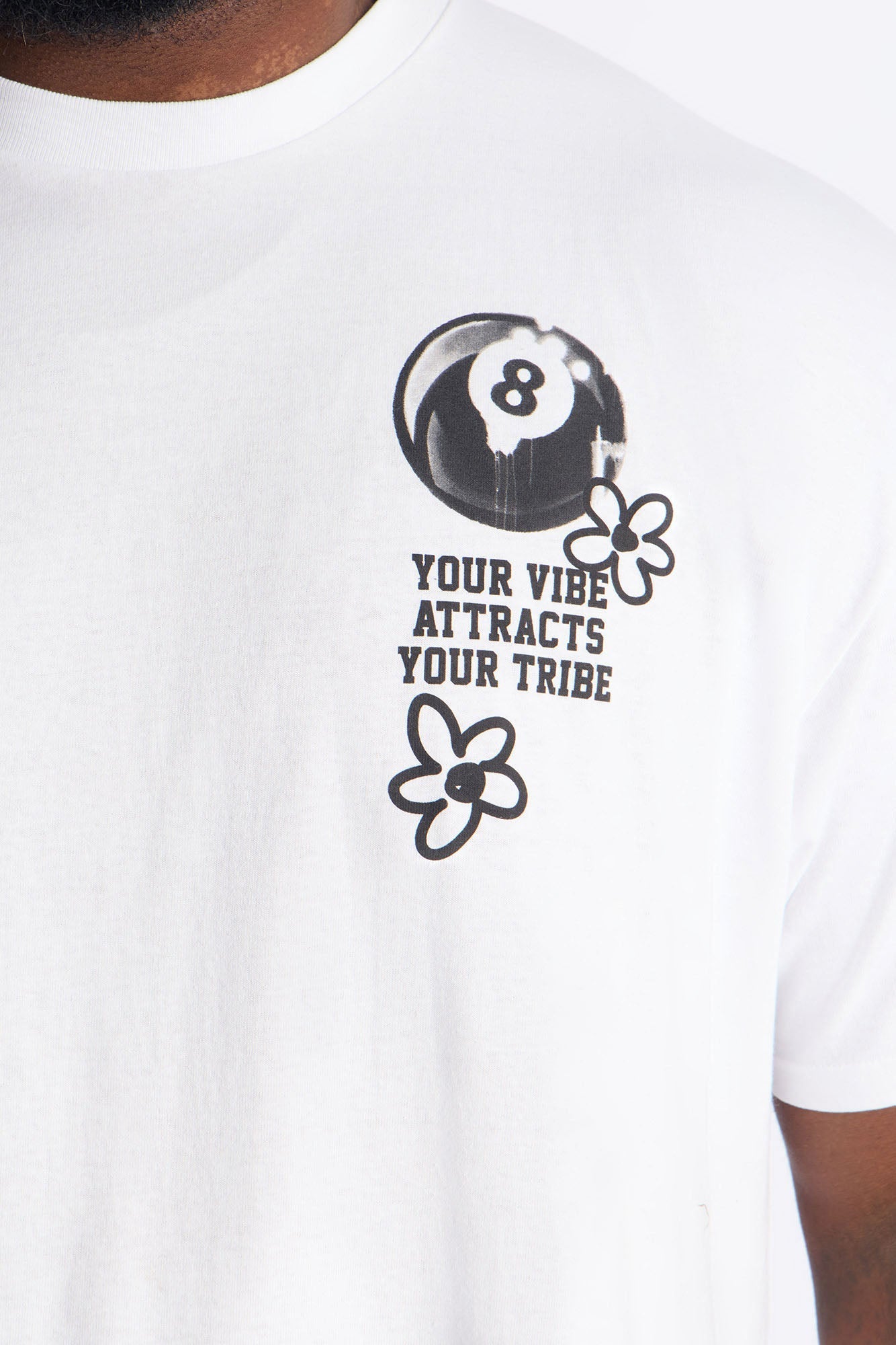 Eight Black Ball Short Sleeve Tee - White Fashion Nova