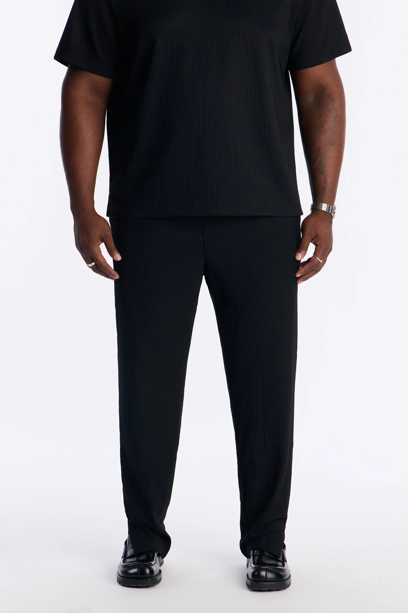 Show Up Slim Slit Pants - Black Fashion Nova
