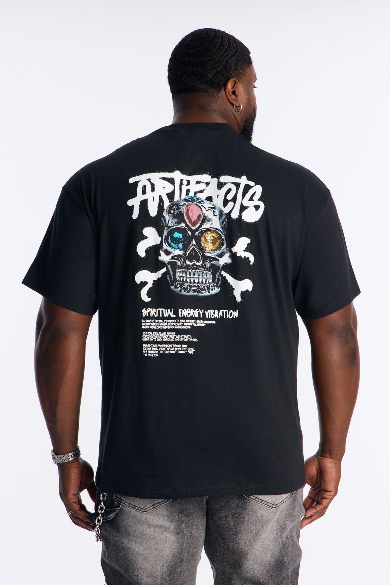 Spiritual Energy Vibes Short Sleeve Tee - Black Fashion Nova