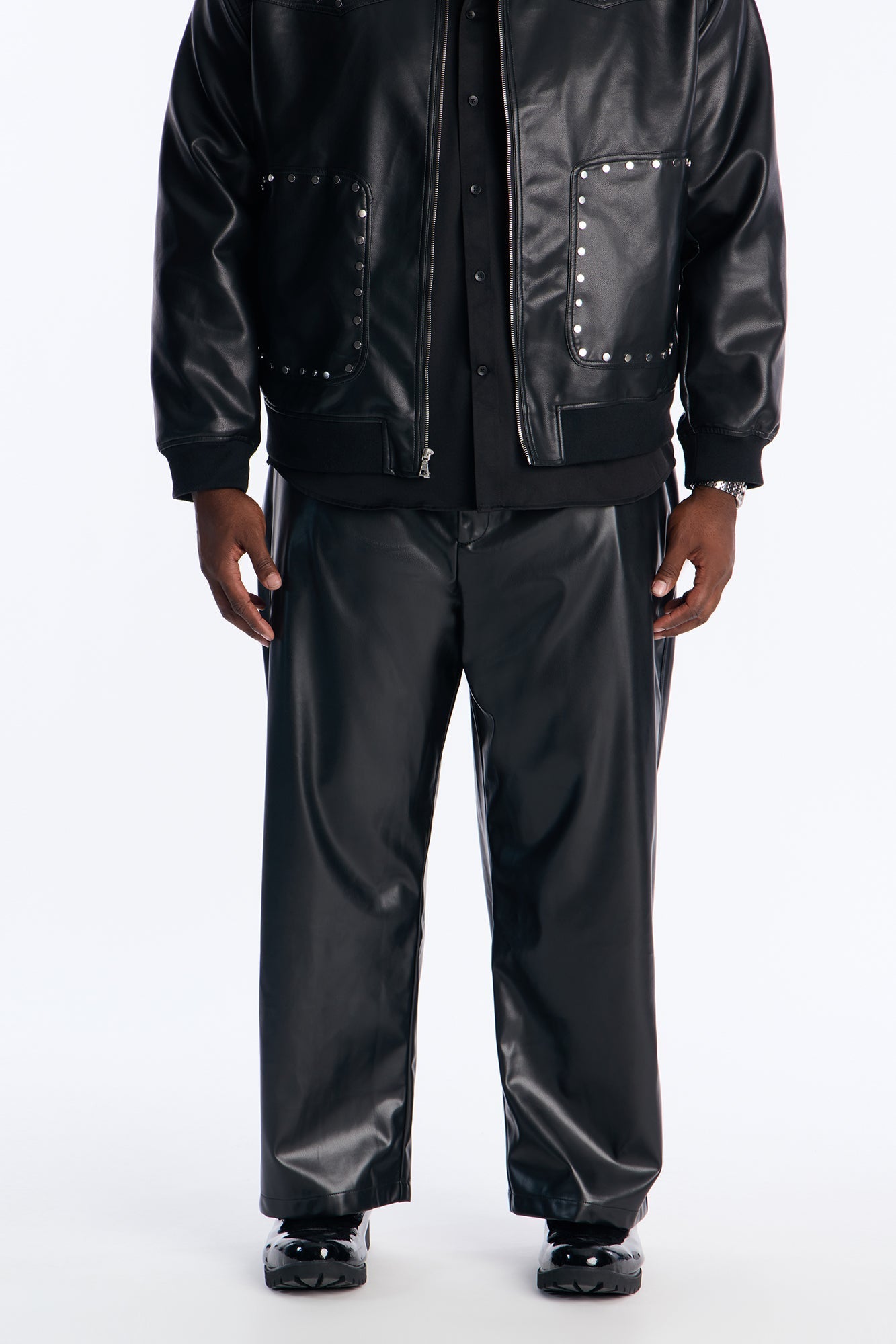 Wide Leg Faux Leather Apollo Pant - Black Fashion Nova