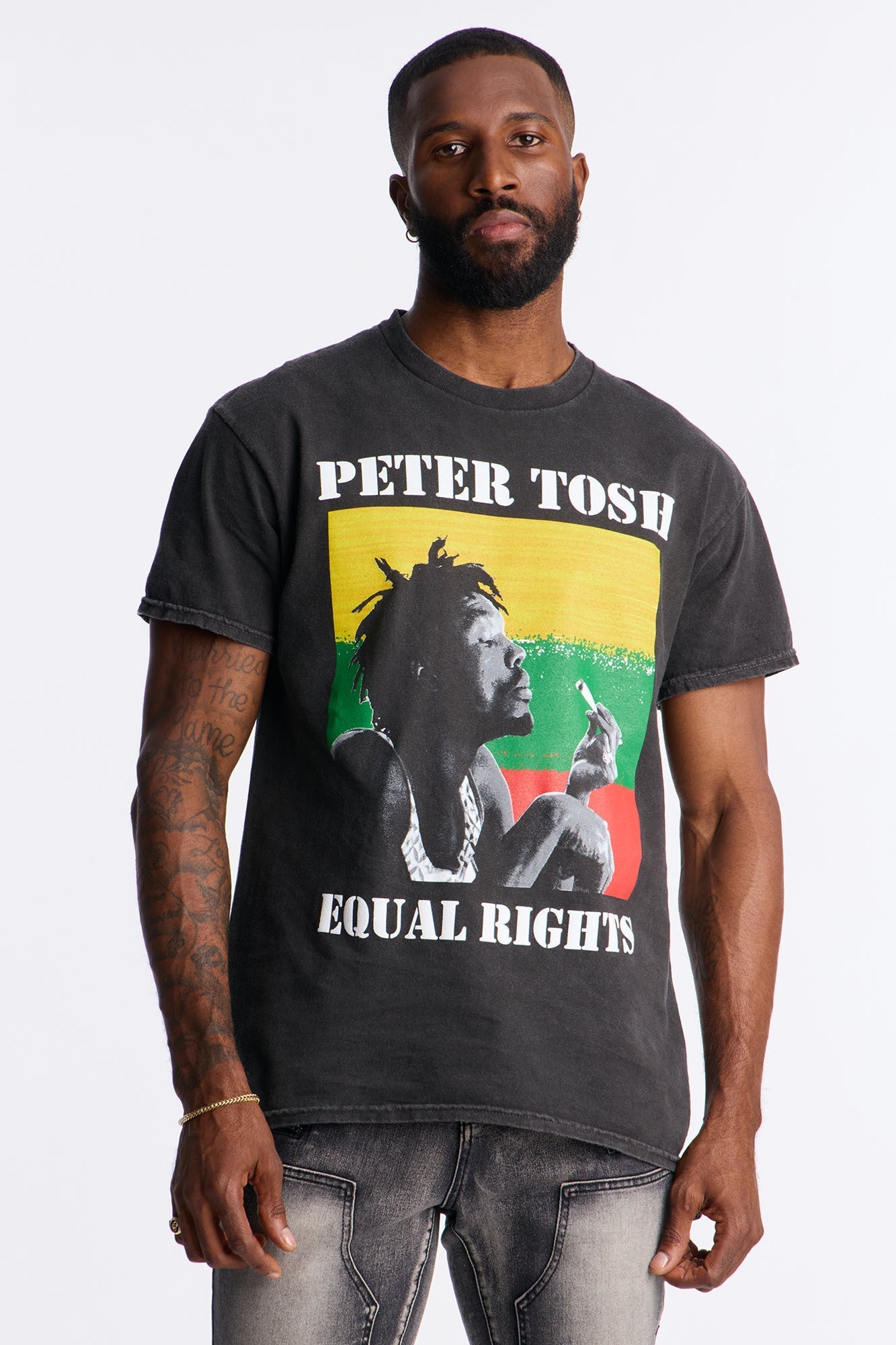 Peter Tosh Vintage Washed Short Sleeve Tee - Black Wash Fashion Nova