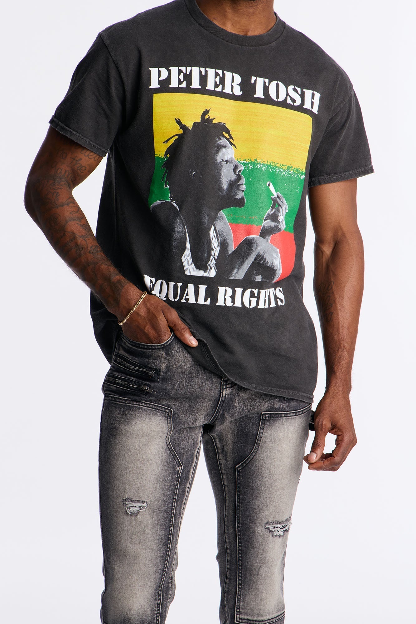 Peter Tosh Vintage Washed Short Sleeve Tee - Black Wash Fashion Nova