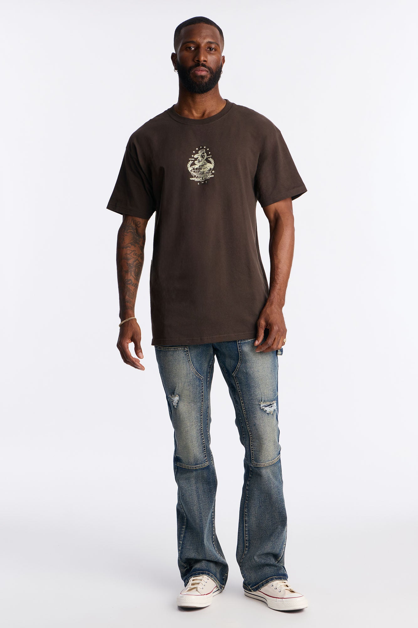 Stacked Skinny Flare Up To Me Carpenter Distressed Jean - Medium Wash Fashion Nova