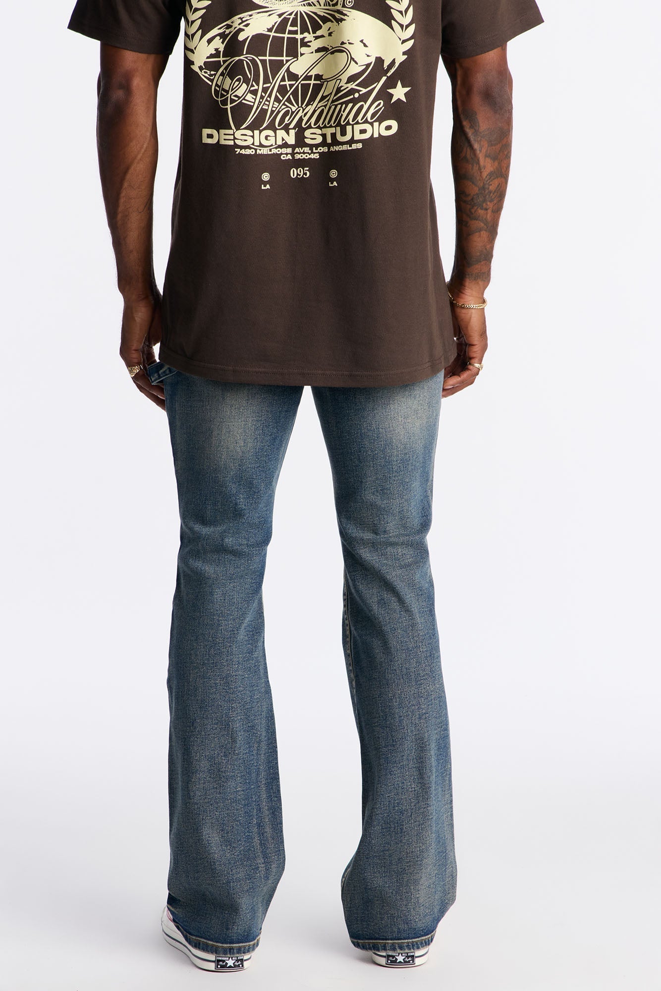 Stacked Skinny Flare Up To Me Carpenter Distressed Jean - Medium Wash Fashion Nova