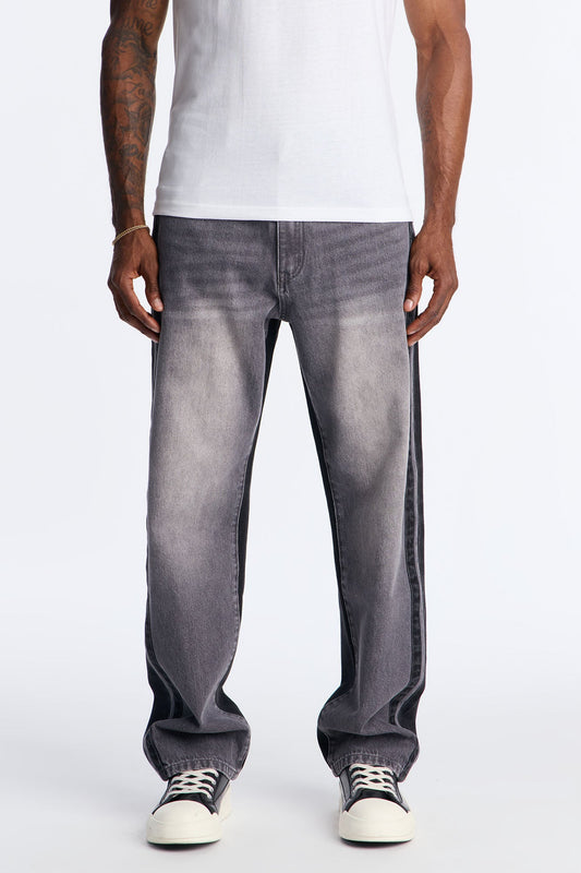 Straight Track Me Down Jean - Black/Grey Fashion Nova