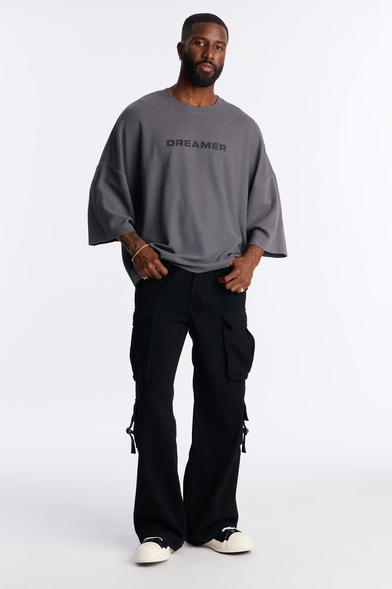 Relaxed Boxy Dreamer Knit Tee - Dark Grey Fashion Nova