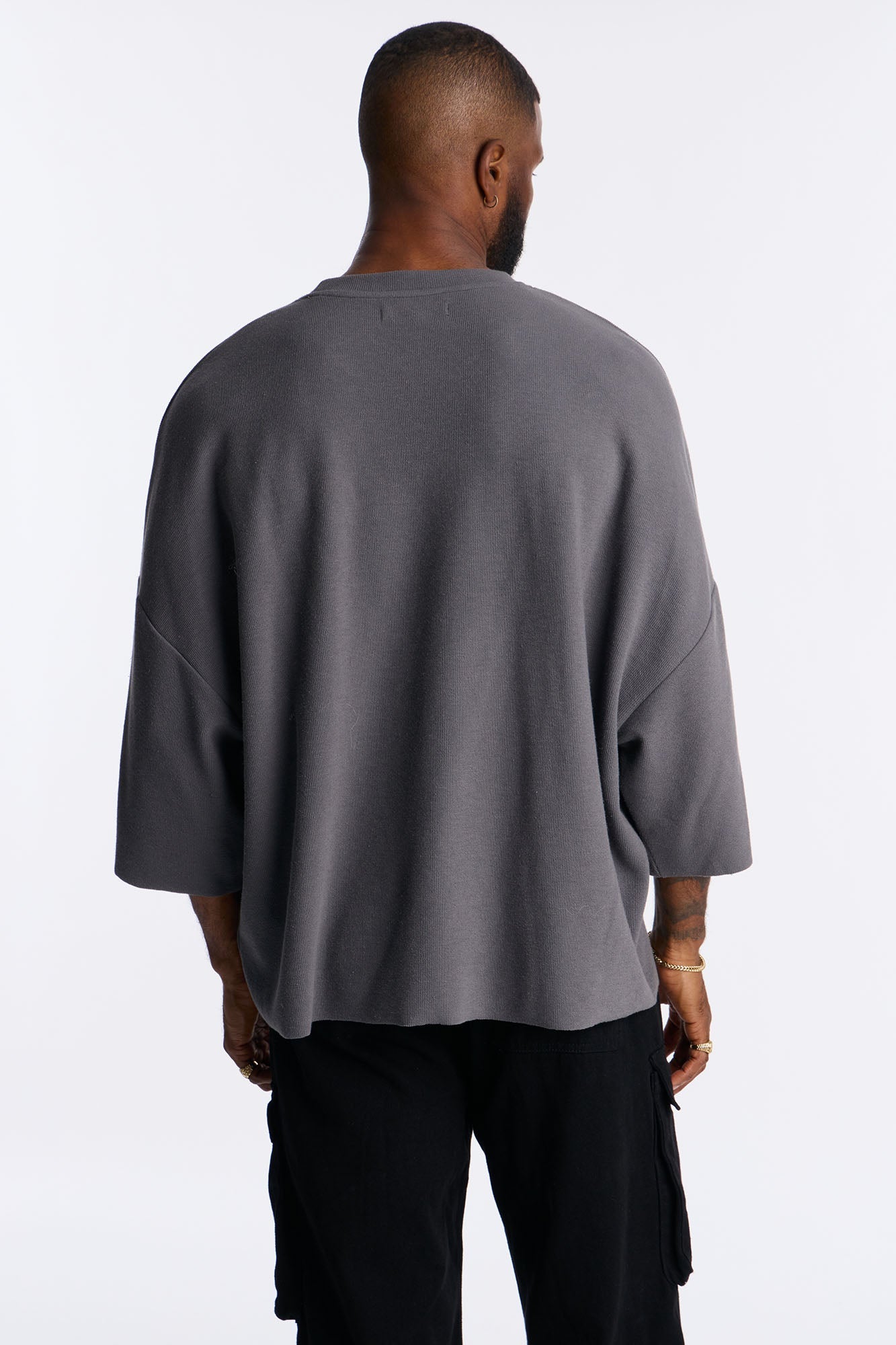 Relaxed Boxy Dreamer Knit Tee - Dark Grey Fashion Nova
