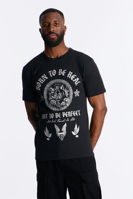 Born Too Real Short Sleeve Tee - Black Fashion Nova