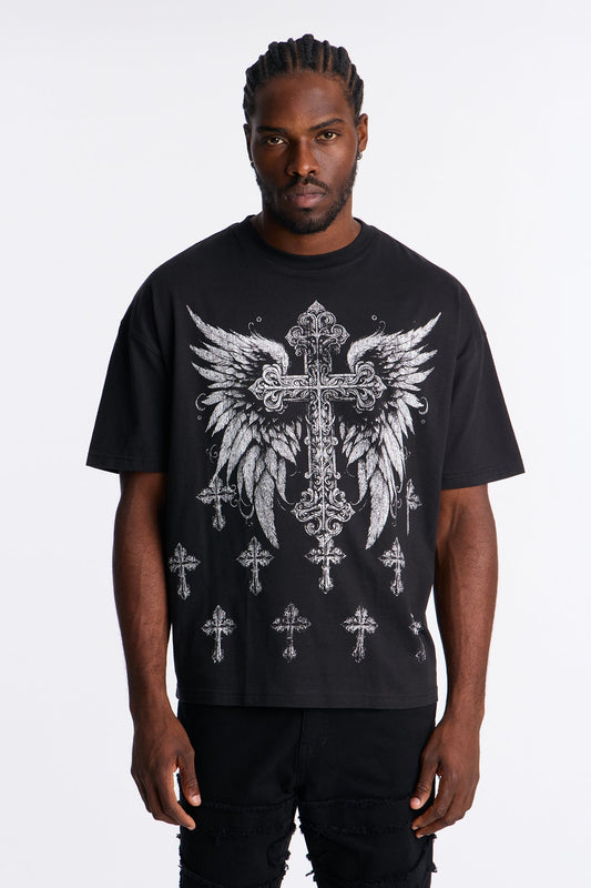 Crosses Forever Oversized Short Sleeve Tee - Black Fashion Nova
