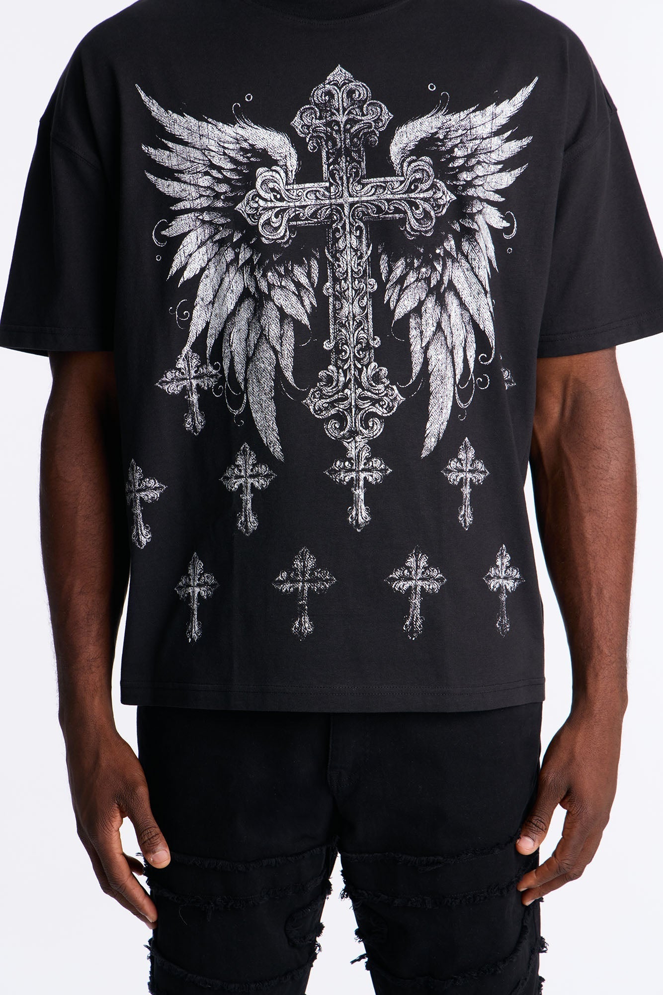 Crosses Forever Oversized Short Sleeve Tee - Black Fashion Nova