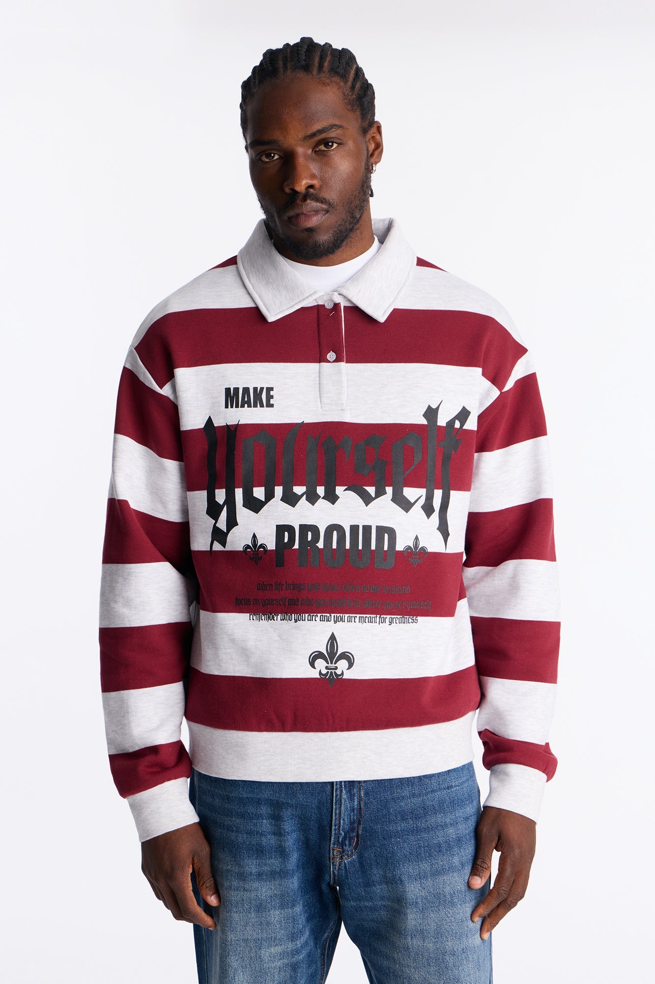 Make Yourself Proud Stripe Fleece Polo - Red Fashion Nova